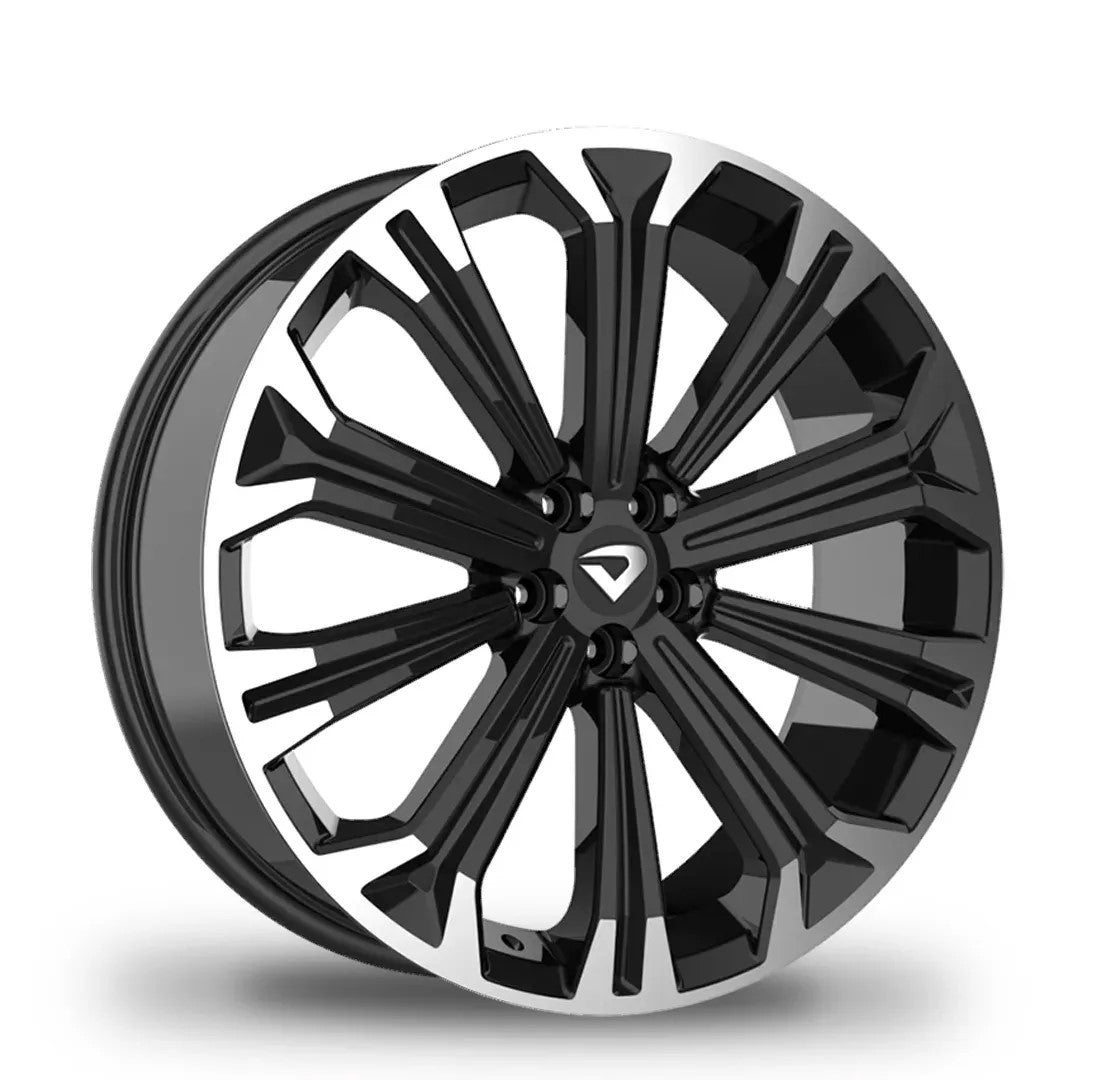 Roda Volcano ATLANTA GR Aro 18" tala 6" Diamantada Borda Preto Brilhante