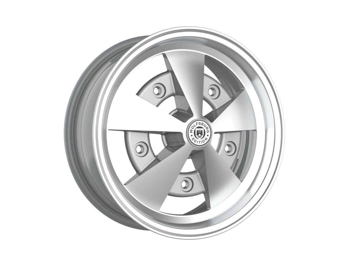 Roda Volcano ESCARABAJO Aro 15" tala 6" Prata Brilhante Diamantado Fusca Kombi Brasília