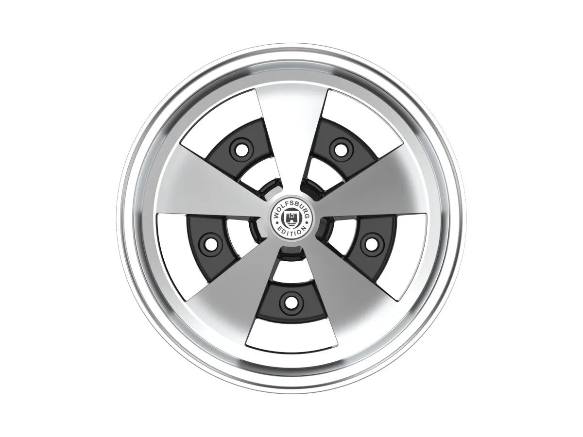 Roda Volcano ESCARABAJO Aro 15" tala 8" Preto Diamantado Fusca Kombi Brasília