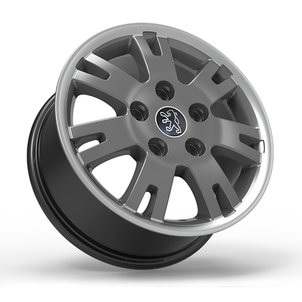 Roda Volcano EUROPA BOXER Aro 16" tala 7" Grafite brilhante com borda diamantada