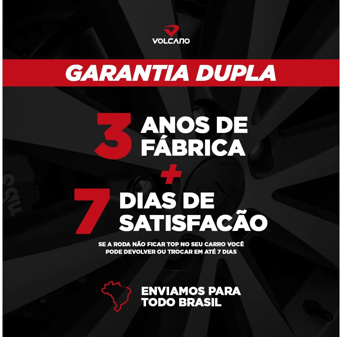 Roda Volcano VIENNA Aro 18" tala 6" Diamantada Total Preto Brilhante