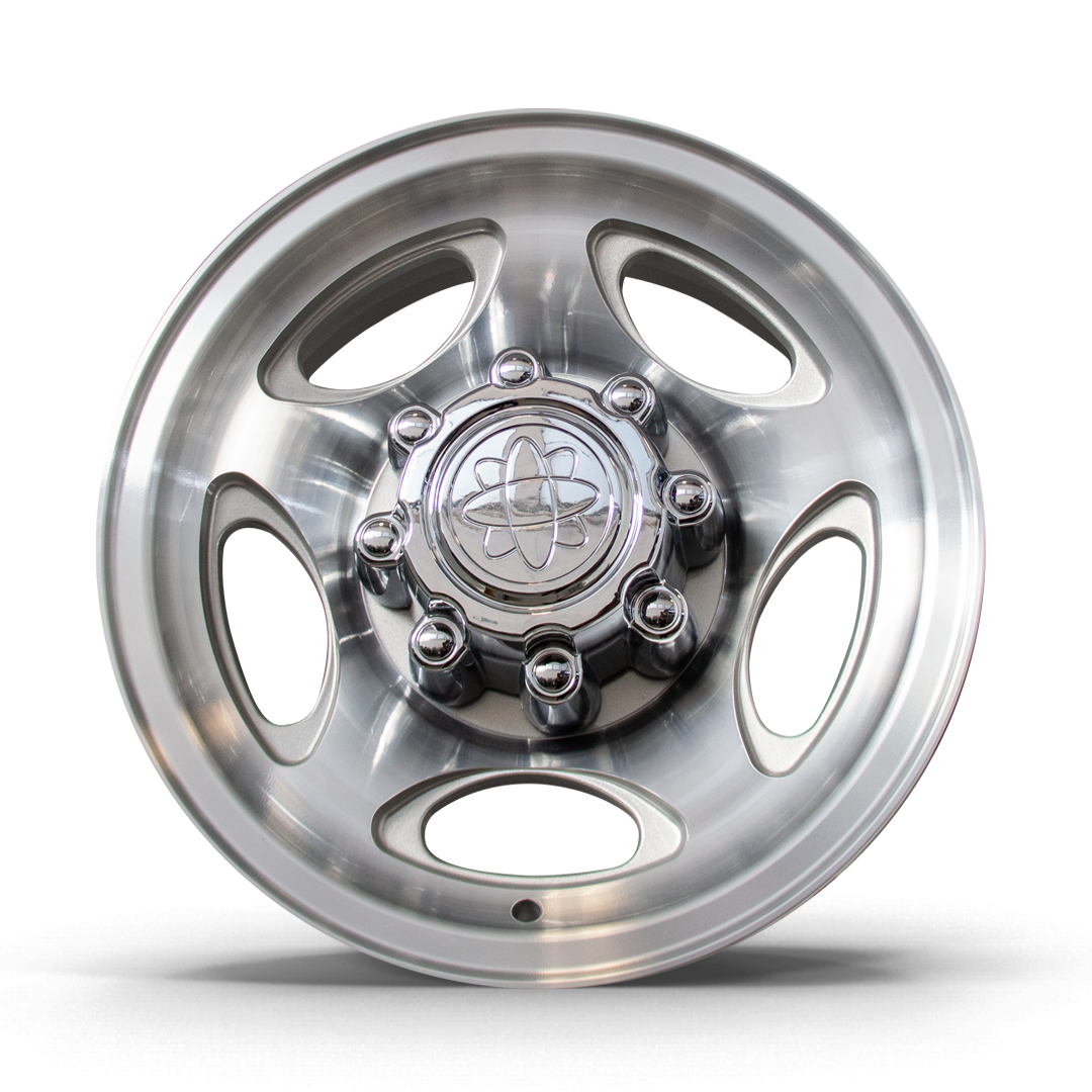 Roda Ford F250 2001 Aro 18" tala 7"  -  Diamantada Total Prata Brilhante + Bicos Grátis