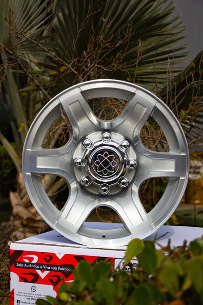 Roda F-250 XLT Aro 20" tala 8,5" Furação 8x170  -  Diamantada Total Prata Brilhante + Bicos Grátis