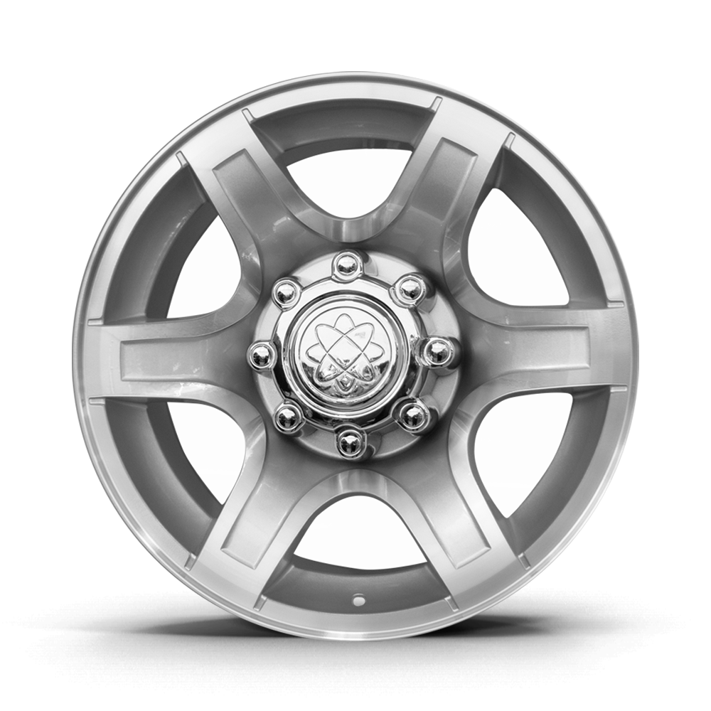 Roda F-250 XLT Aro 20" tala 8,5" Furação 8x170  -  Diamantada Total Prata Brilhante + Bicos Grátis