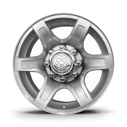Roda F-250 XLT Aro 20" tala 8,5" Furação 8x170  -  Diamantada Total Prata Brilhante + Bicos Grátis