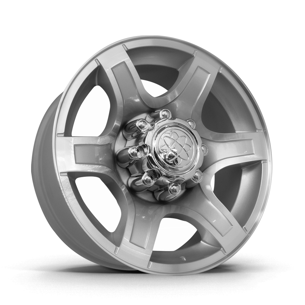 Roda F-250 XLT Aro 20" tala 8,5" Furação 8x170  -  Diamantada Total Prata Brilhante + Bicos Grátis