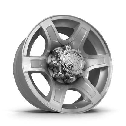 Roda F-250 XLT Aro 20" tala 8,5" Furação 8x170  -  Diamantada Total Prata Brilhante + Bicos Grátis