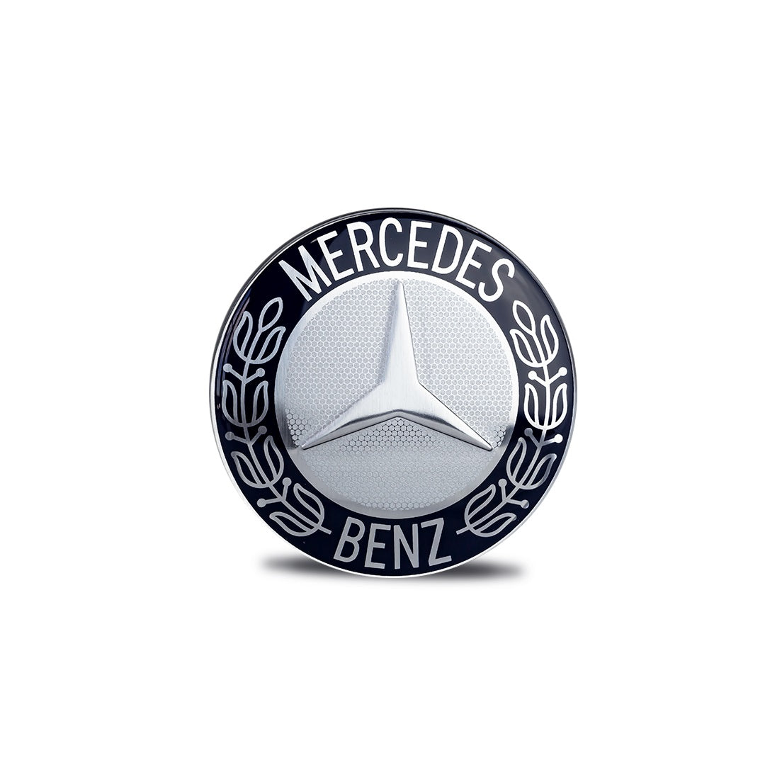 Porta emblema + Emblema Adesivo resinado logo marca Mercedes Benz Diâmetro 58mm (MP 57899 + MP 57974)