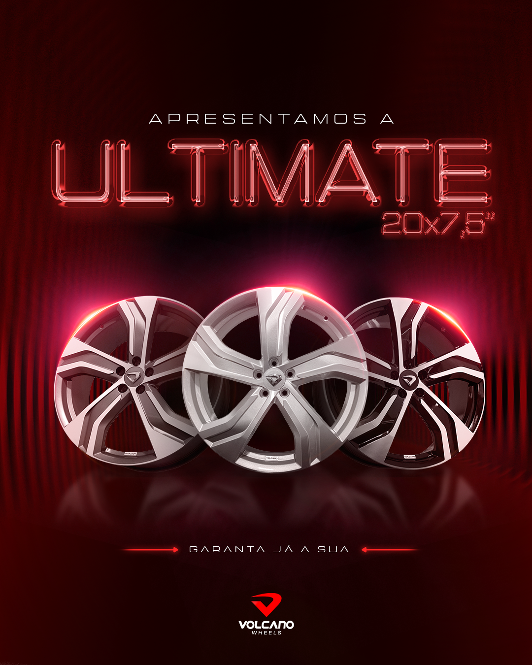 Roda Ultimate Aro 20" Tala 7,5" -  Prata Brilhante Diamantado + Bicos e Anéis Grátis