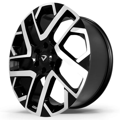 Roda INVICTUS Aro 22" tala 8x75" - Diamantada Total Preto Brilhante