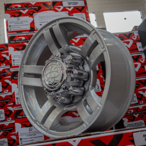 Roda SUPER DUTY Aro 18" tala 7"  -  Prata Brilhante
