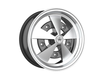 Roda Volcano ESCARABAJO Aro 15" tala 6" Grafite Brilhante Diamantado Fusca Kombi Brasília