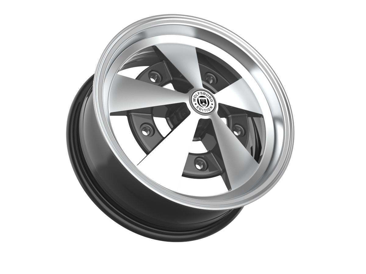 Roda Volcano ESCARABAJO Aro 15" tala 6" Grafite Brilhante Diamantado Fusca Kombi Brasília