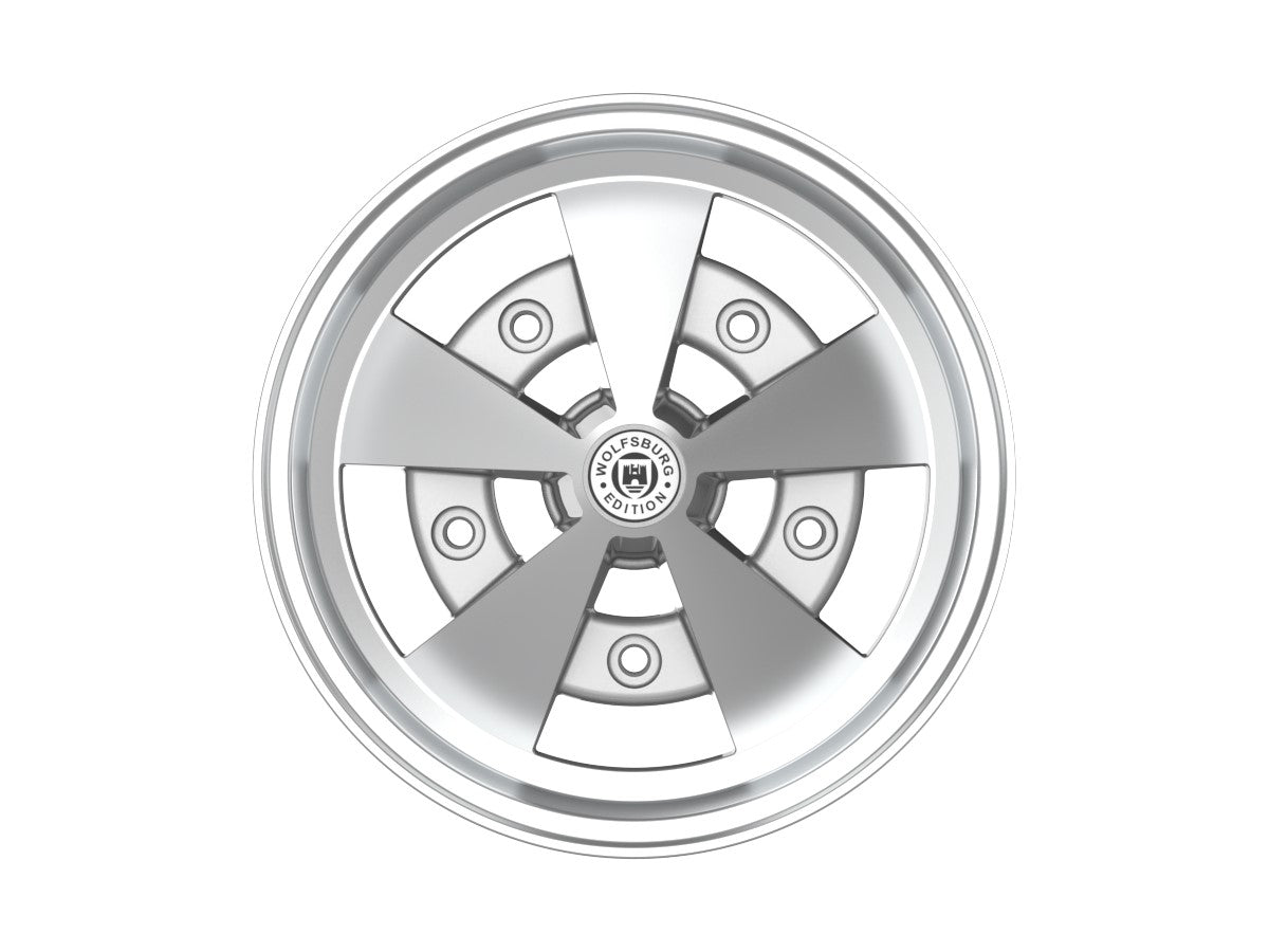 Roda Volcano ESCARABAJO Aro 15" tala 6" Prata Brilhante Diamantado Fusca Kombi Brasília