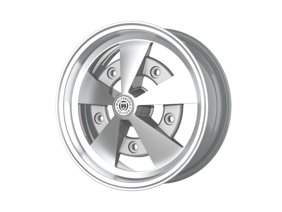 Roda Volcano ESCARABAJO Aro 15" tala 6" Prata Brilhante Diamantado Fusca Kombi Brasília