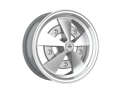 Roda Volcano ESCARABAJO Aro 15" tala 6" Prata Brilhante Diamantado Fusca Kombi Brasília
