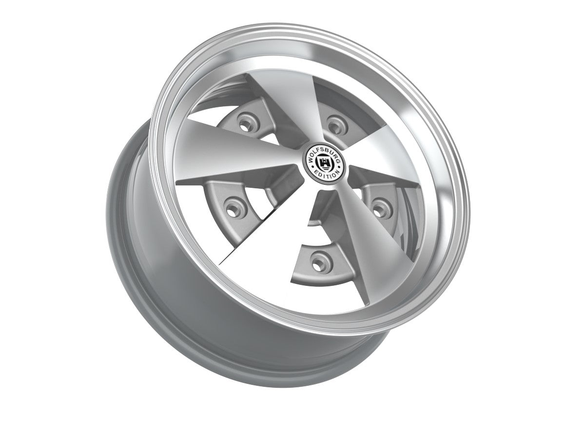 Roda Volcano ESCARABAJO Aro 15" tala 6" Prata Brilhante Diamantado Fusca Kombi Brasília
