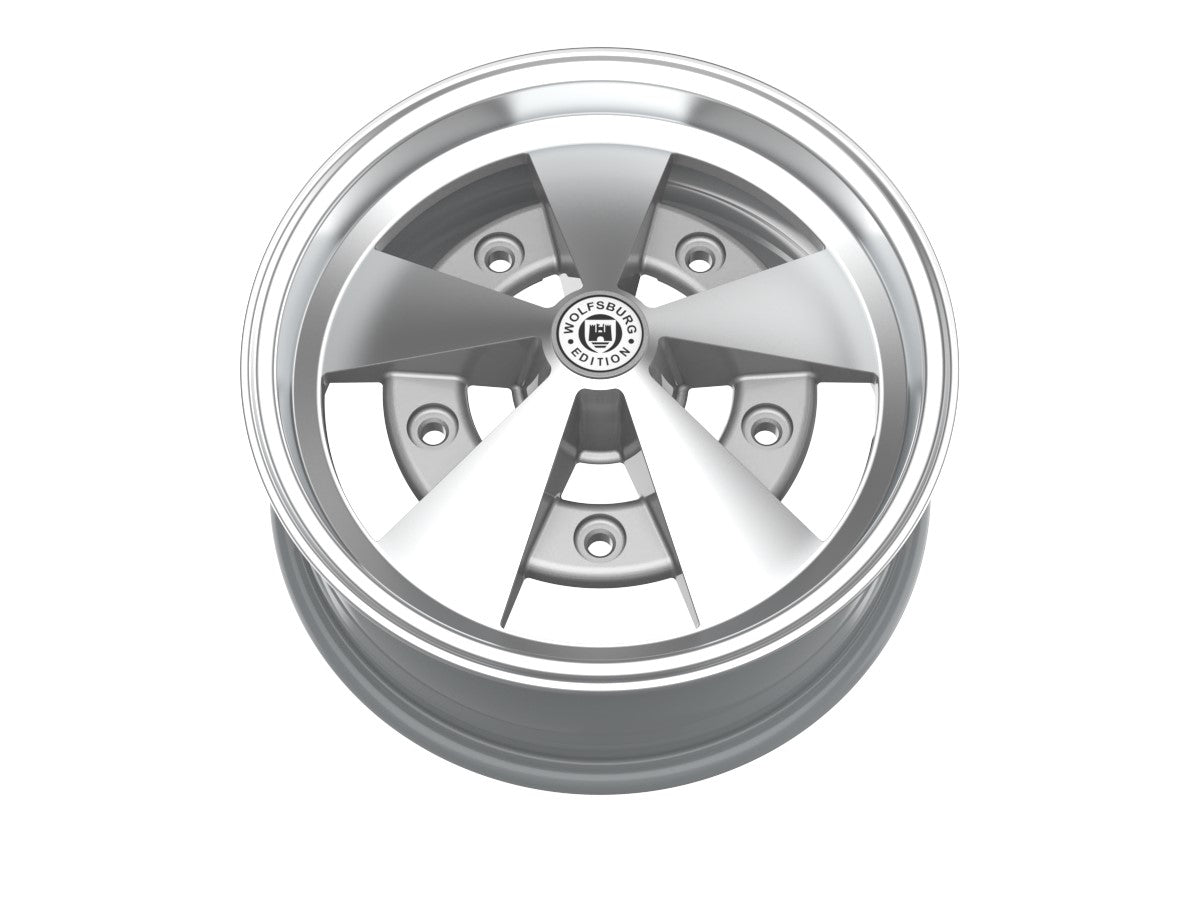 Roda Volcano ESCARABAJO Aro 15" tala 6" Prata Brilhante Diamantado Fusca Kombi Brasília