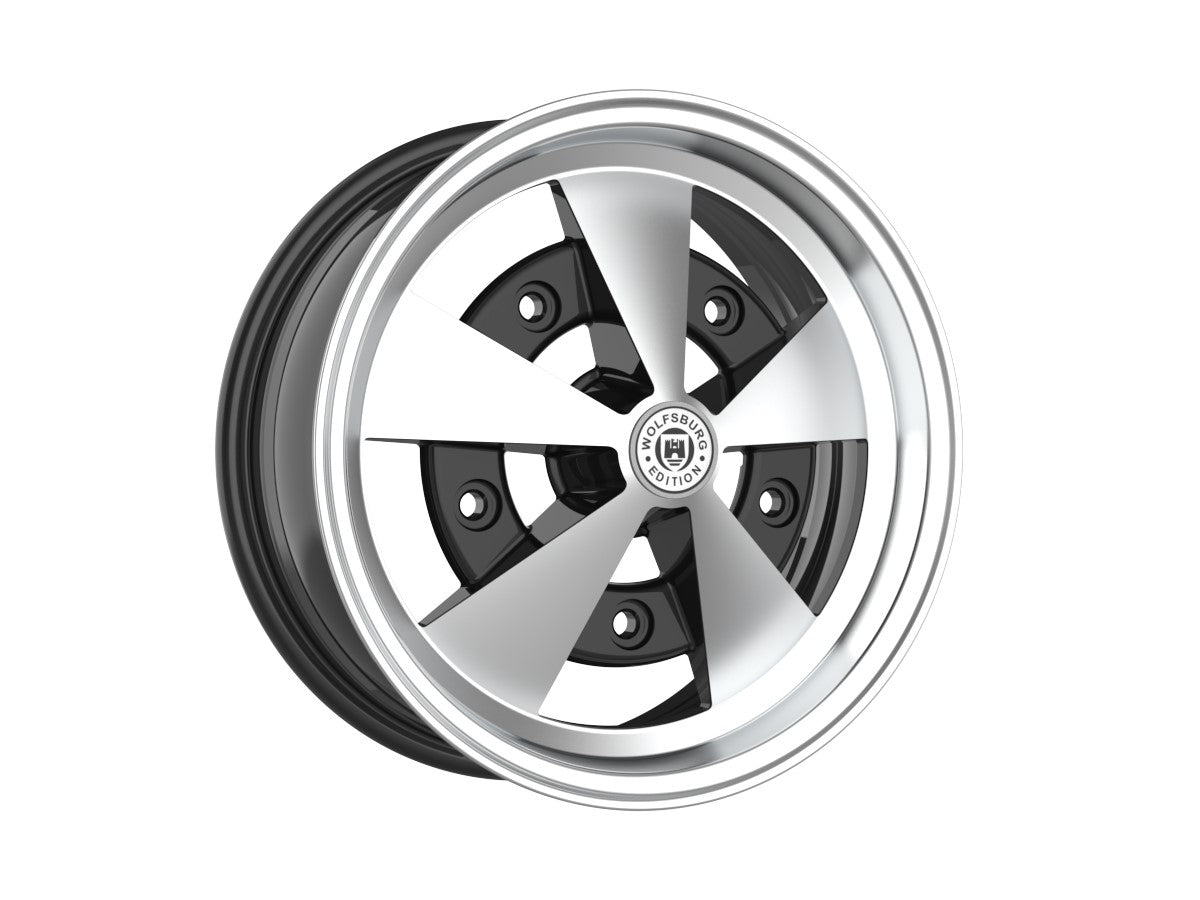 Roda Volcano ESCARABAJO Aro 15" tala 6" Preto Diamantado Fusca Kombi Brasília