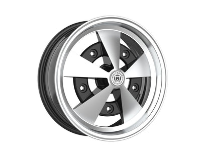 Roda Volcano ESCARABAJO Aro 15" tala 6" Preto Diamantado Fusca Kombi Brasília