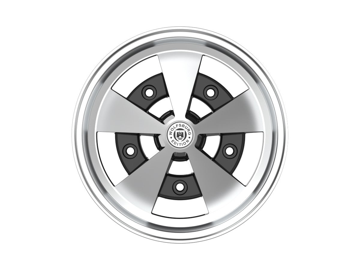 Roda Volcano ESCARABAJO Aro 15" tala 6" Preto Diamantado Fusca Kombi Brasília