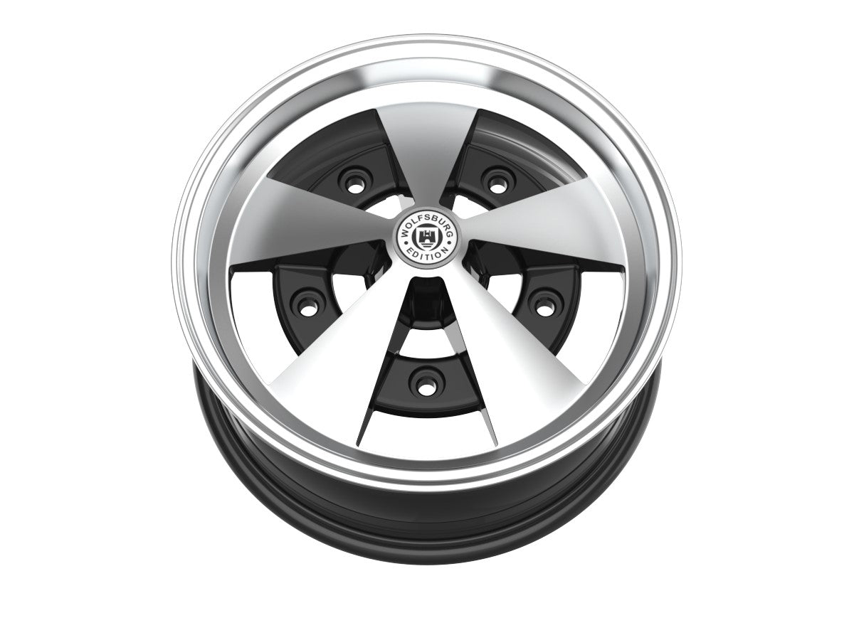 Roda Volcano ESCARABAJO Aro 15" tala 6" Preto Diamantado Fusca Kombi Brasília