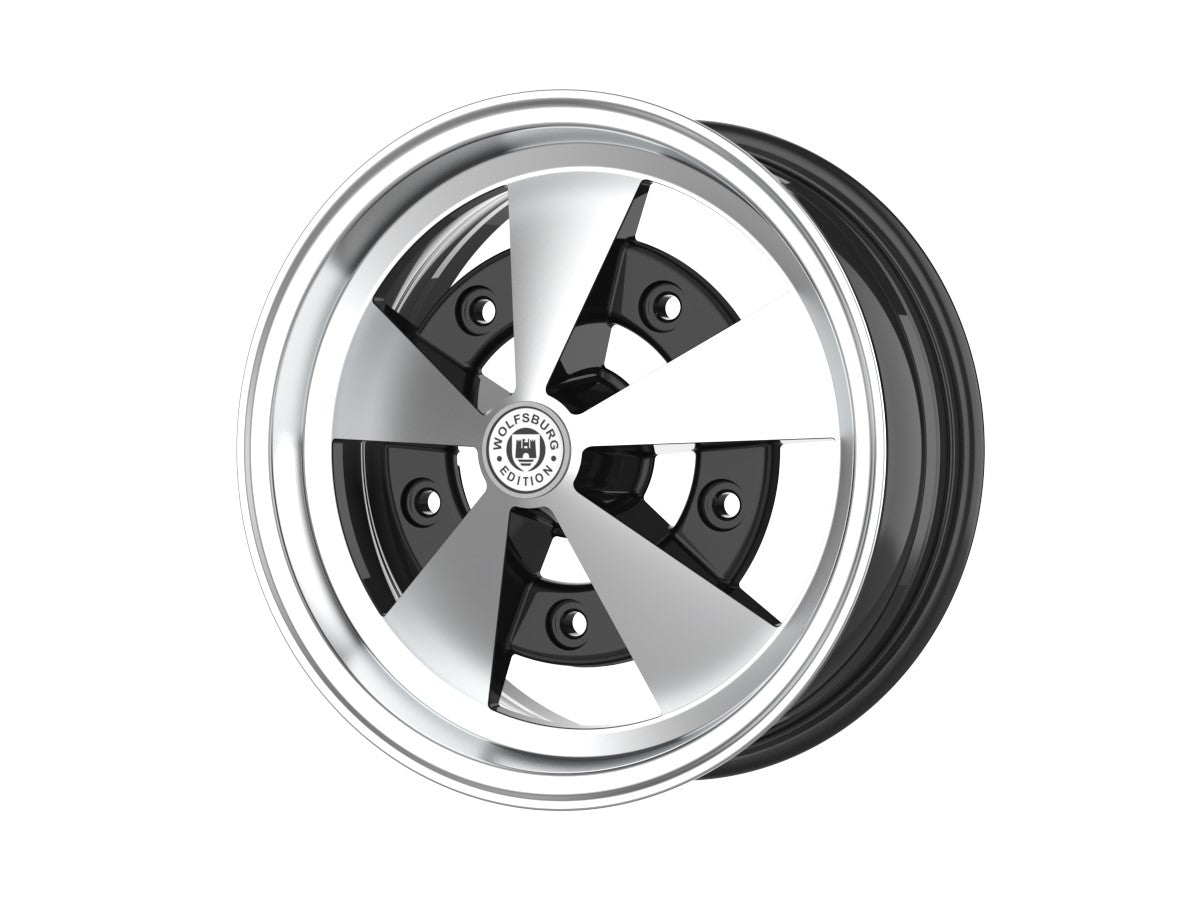 Roda Volcano ESCARABAJO Aro 15" tala 6" Preto Diamantado Fusca Kombi Brasília