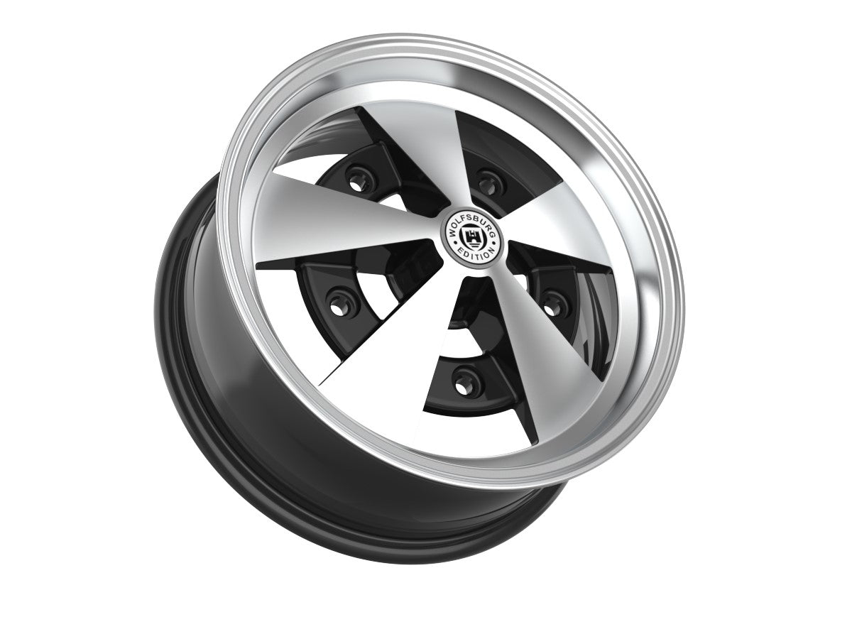 Roda Volcano ESCARABAJO Aro 15" tala 6" Preto Diamantado Fusca Kombi Brasília