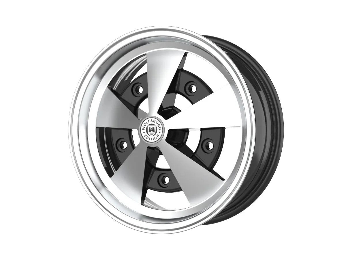 Roda Volcano ESCARABAJO Aro 15" tala 8" Preto Diamantado Fusca Kombi Brasília