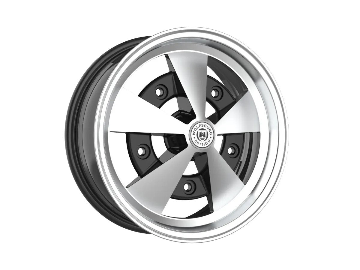 Roda Volcano ESCARABAJO Aro 15" tala 8" Preto Diamantado Fusca Kombi Brasília