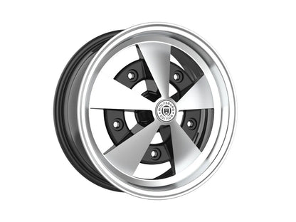 Roda Volcano ESCARABAJO Aro 15" tala 8" Preto Diamantado Fusca Kombi Brasília