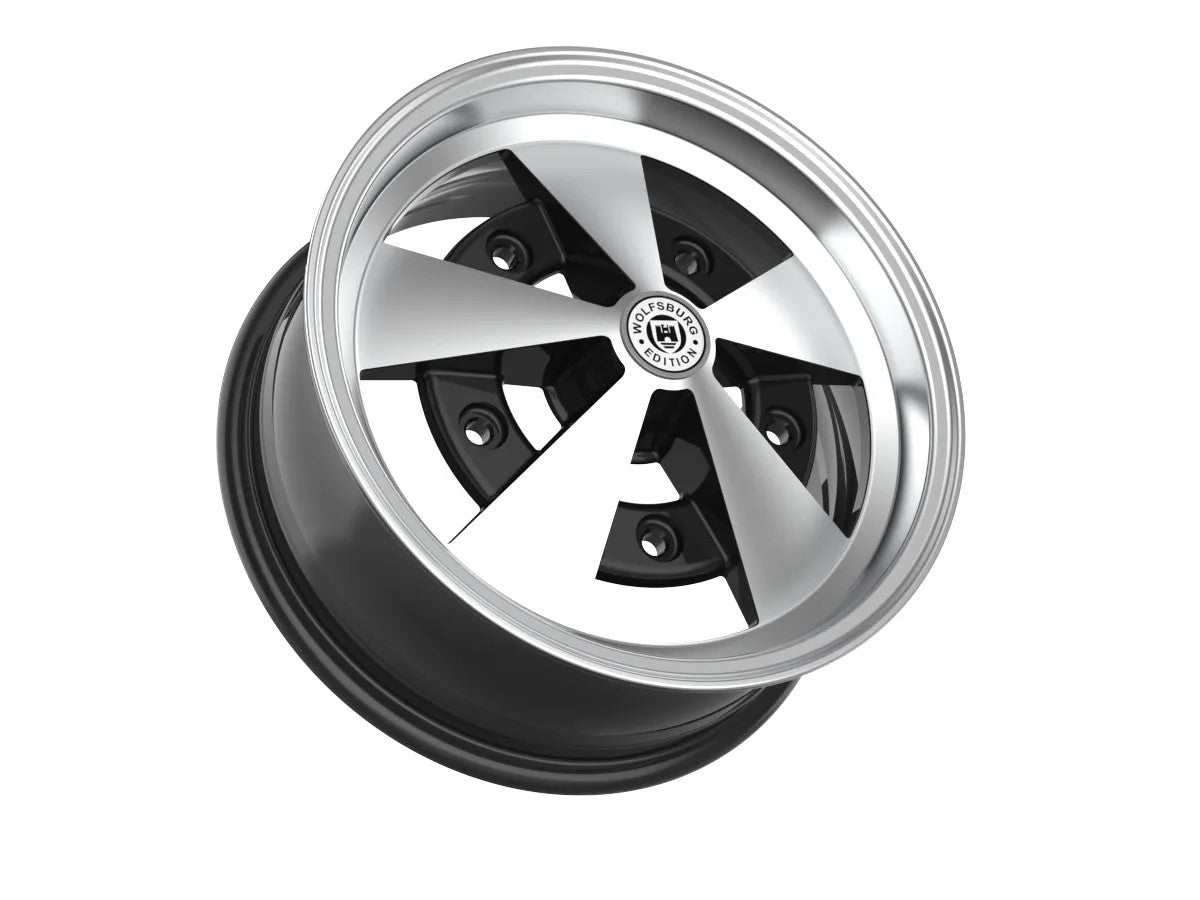 Roda Volcano ESCARABAJO Aro 15" tala 8" Preto Diamantado Fusca Kombi Brasília