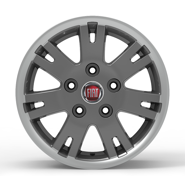 Roda Volcano EUROPA DUCATO Aro 16" tala 7" Grafite brilhante com borda diamantada