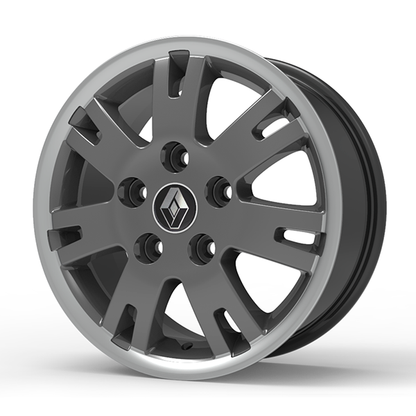 Roda Volcano EUROPA MASTER Aro 16" tala 7" Grafite brilhante com borda diamantada