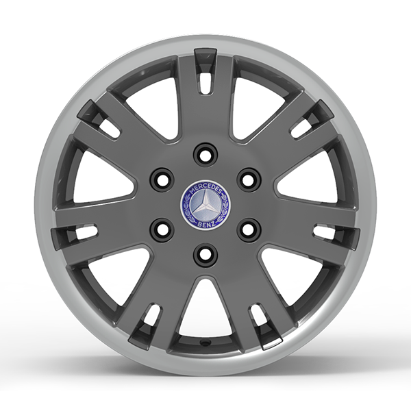 Roda Volcano EUROPA SPRINTER Aro 16" tala 7" Grafite brilhante com borda diamantada