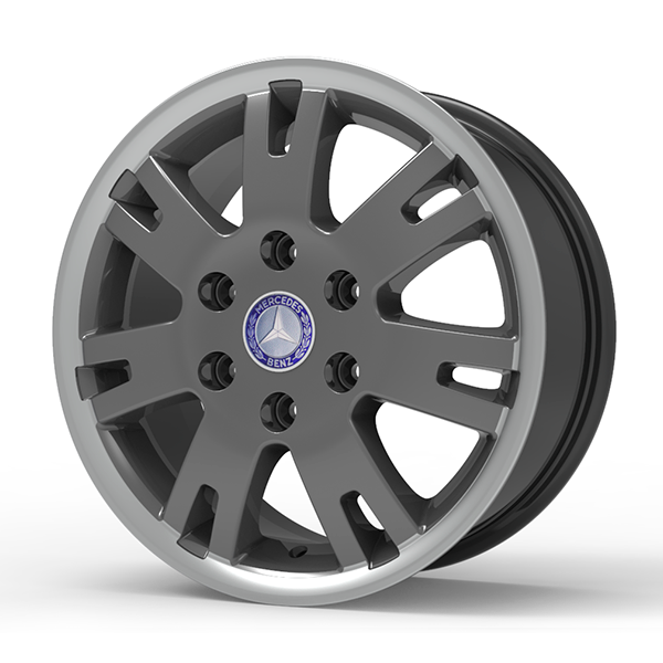 Roda Volcano EUROPA SPRINTER Aro 16" tala 7" Grafite brilhante com borda diamantada