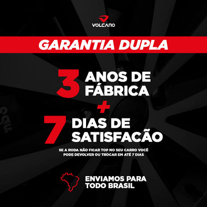 Roda Volcano NEW SANTORINI Aro 17" tala 6" Preto Fosco Furação 3x100