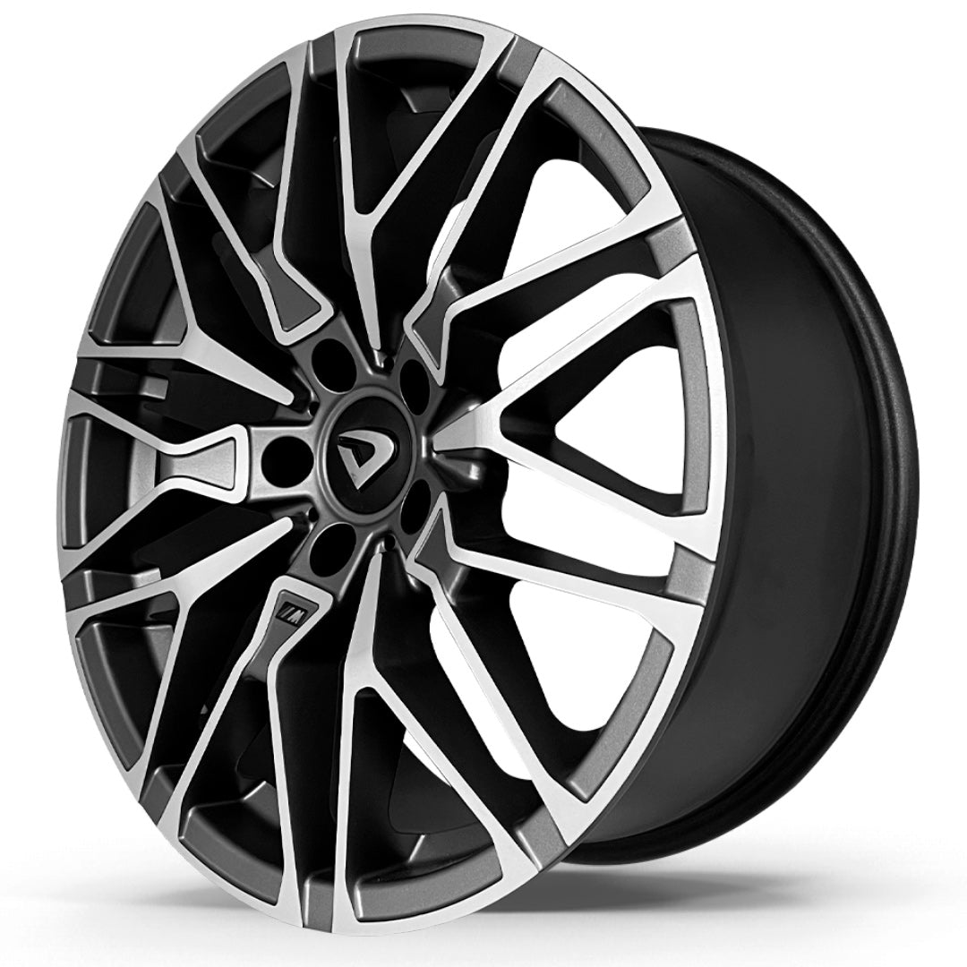 Roda X6 M Aro 18" tala 8"  Diamantada Total Grafite Fosco