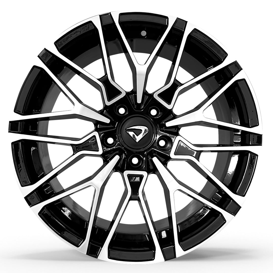 Roda X6 M Aro 18" tala 8"  Diamantada Total Preto Brilhante